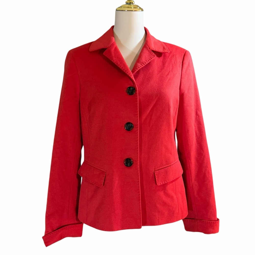Lafayette 148 Loro Piana Sz 8 Red Wool Blazer Quiet Luxury Designer Minimalist